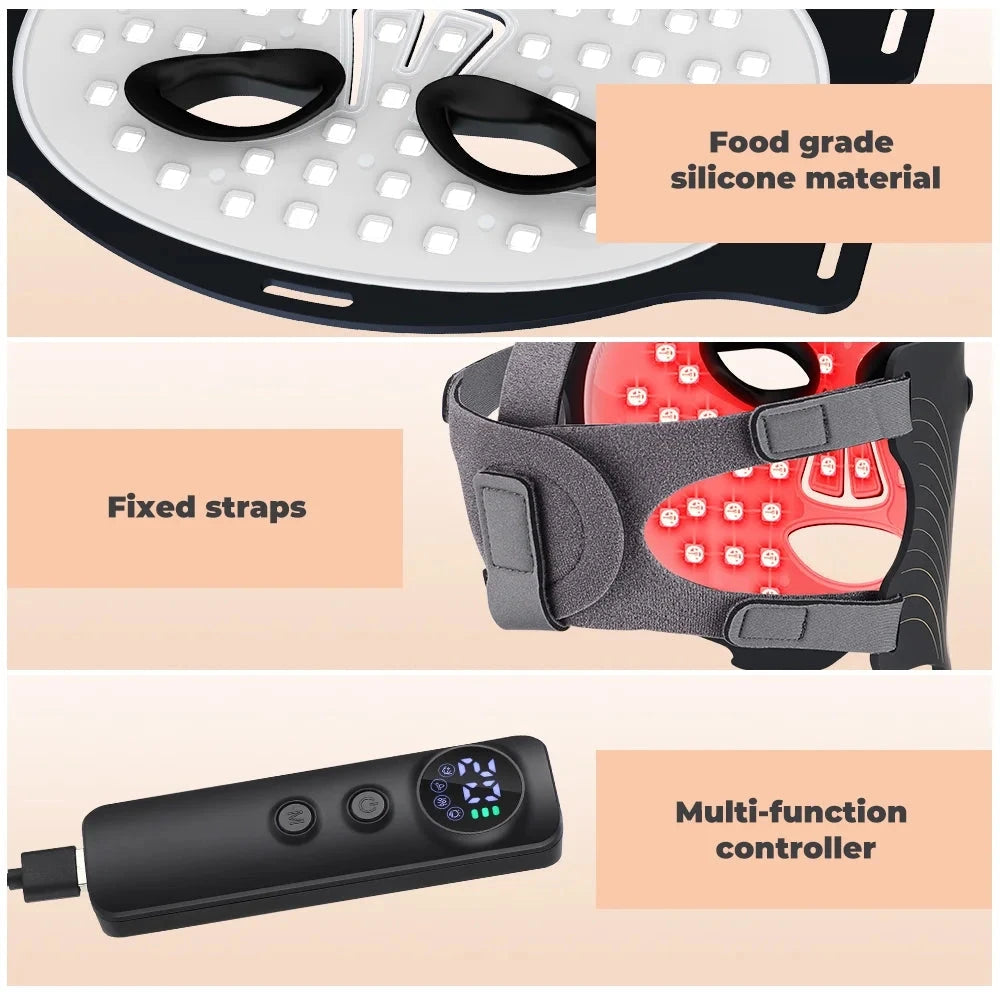 AuraGlow LED — 7-Mode Portable Red Light Therapy Face Mask