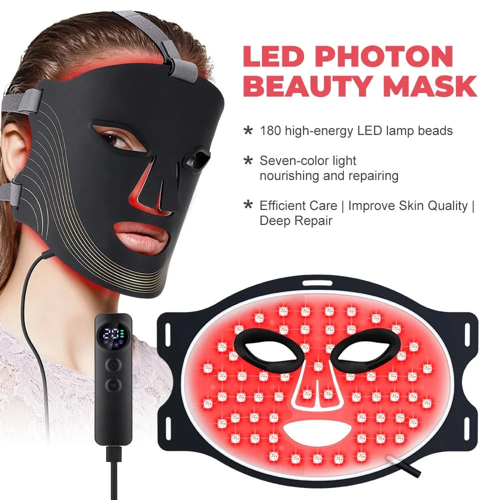 AuraGlow LED — 7-Mode Portable Red Light Therapy Face Mask