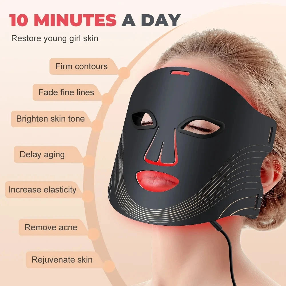 AuraGlow LED — 7-Mode Portable Red Light Therapy Face Mask